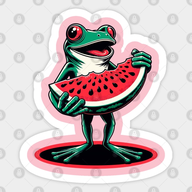 Frog carrying watermelon slice Sticker by Art_Boys